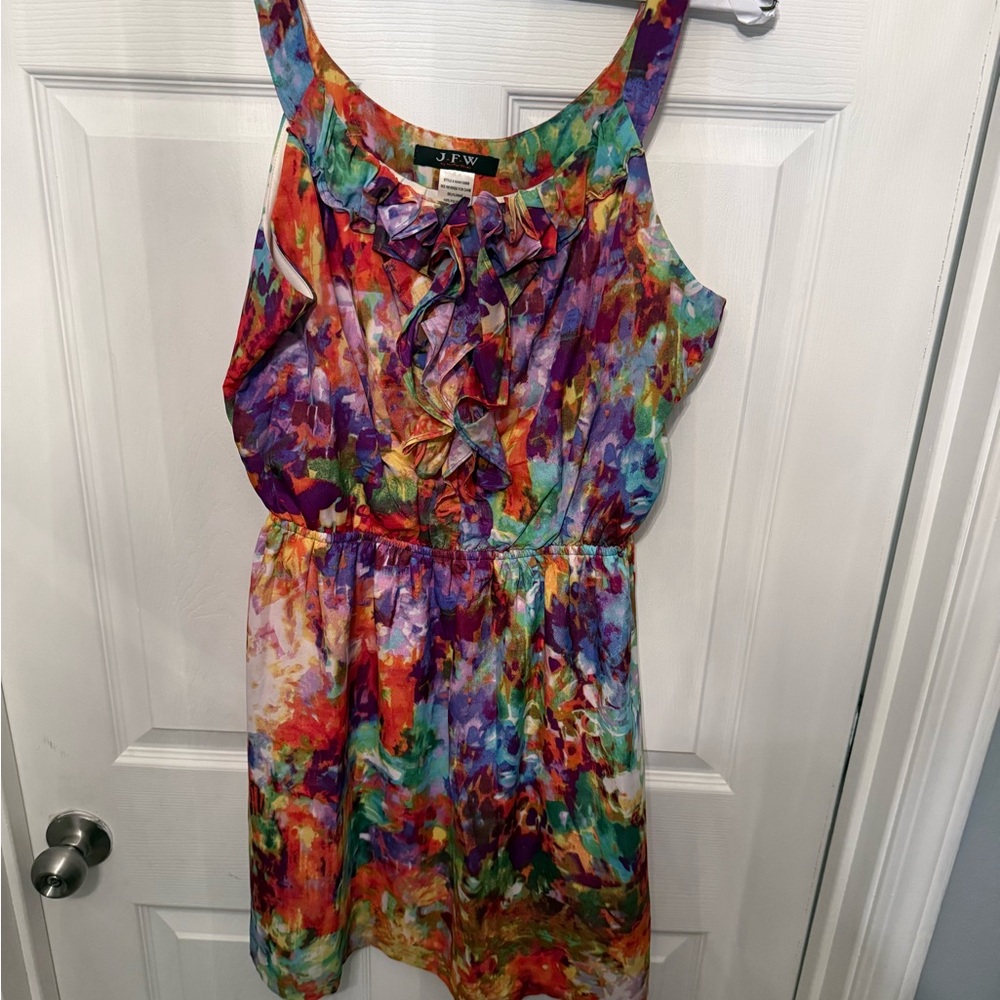 Colorful Sleeveless Dress with Ruffle Detail